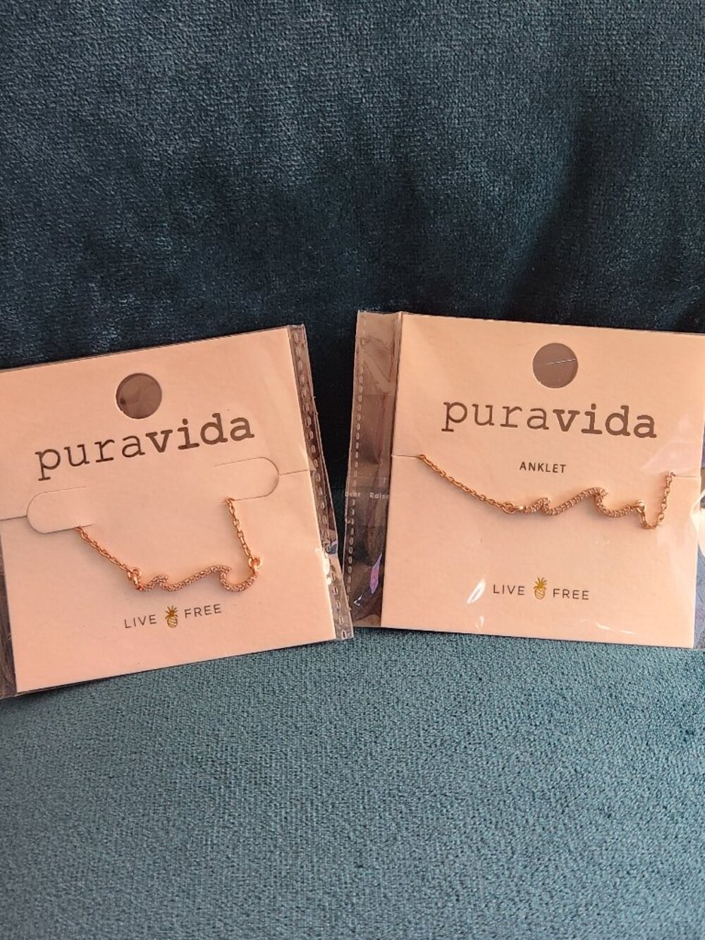 Pura Vida Pavé Wave Necklace & Anklet- Rose Gold over Sterling set